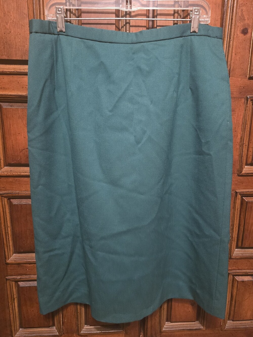 Vtg Pendleton Green Wool Twill Lined Pencil Skirt Knee Length Button Zip Size 16